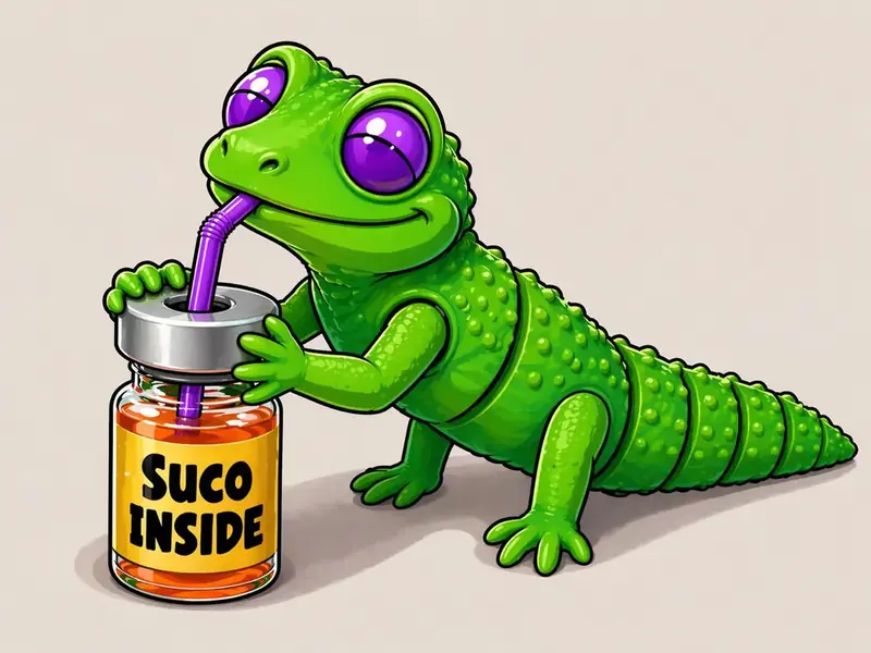 Mascote Suco Inside segurando o produto